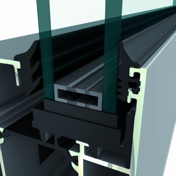 Hliníkové okno Futura panel - detail na zasklení profilu